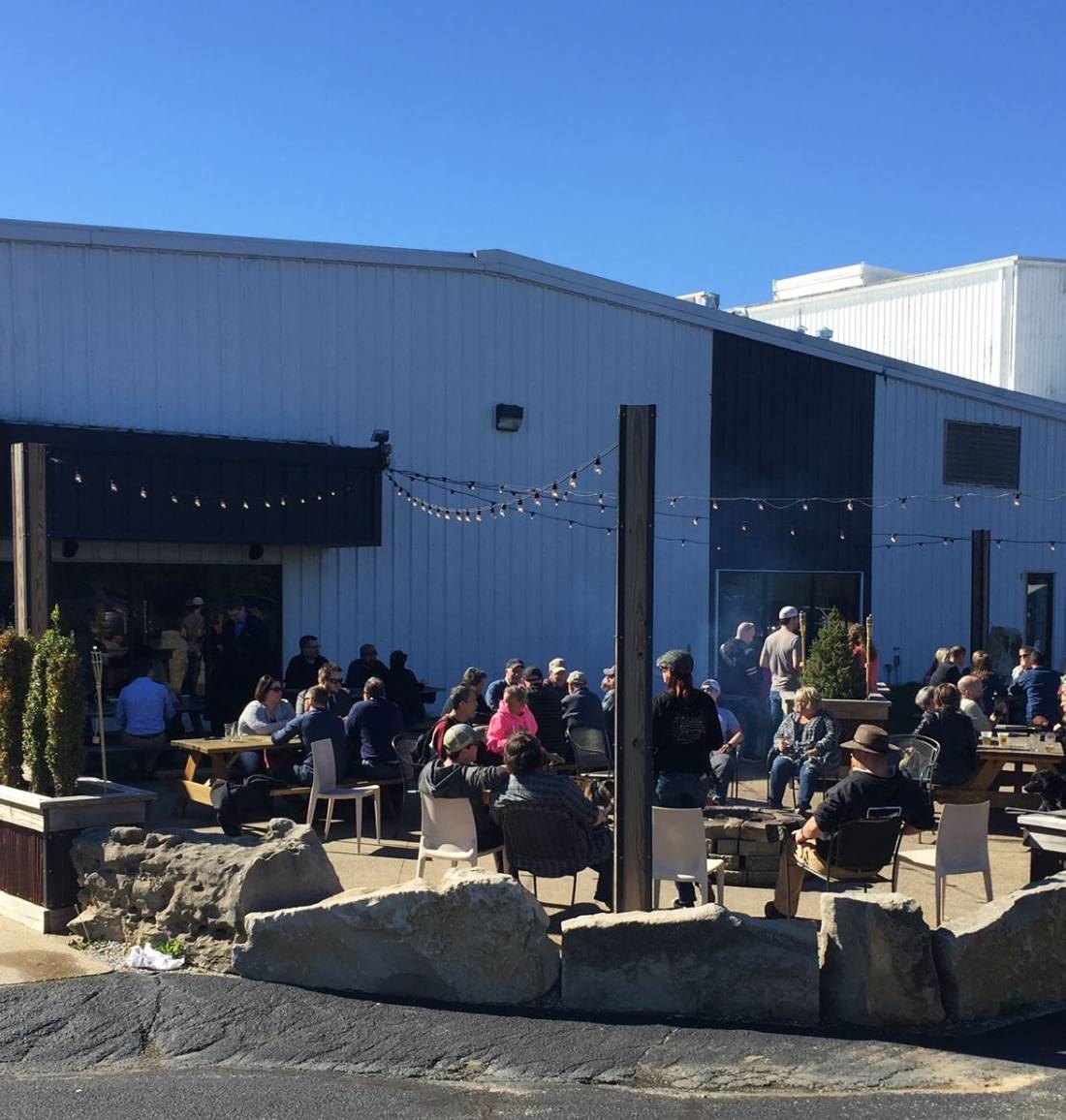 Guests on the patio at Profile Brewery